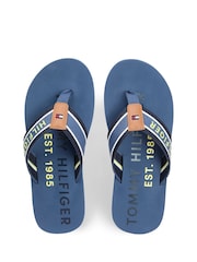 Tommy Hilfiger Blue Webbing Strap Logo Flip Flops - Image 5 of 5