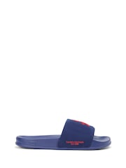 Tommy Hilfiger Blue Logo Embroidery Canvas Pool Slides - Image 1 of 6
