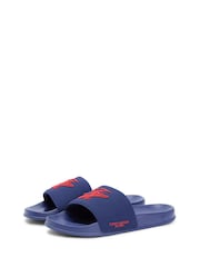 Tommy Hilfiger Blue Logo Embroidery Canvas Pool Slides - Image 3 of 6