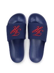 Tommy Hilfiger Blue Logo Embroidery Canvas Pool Slides - Image 5 of 6