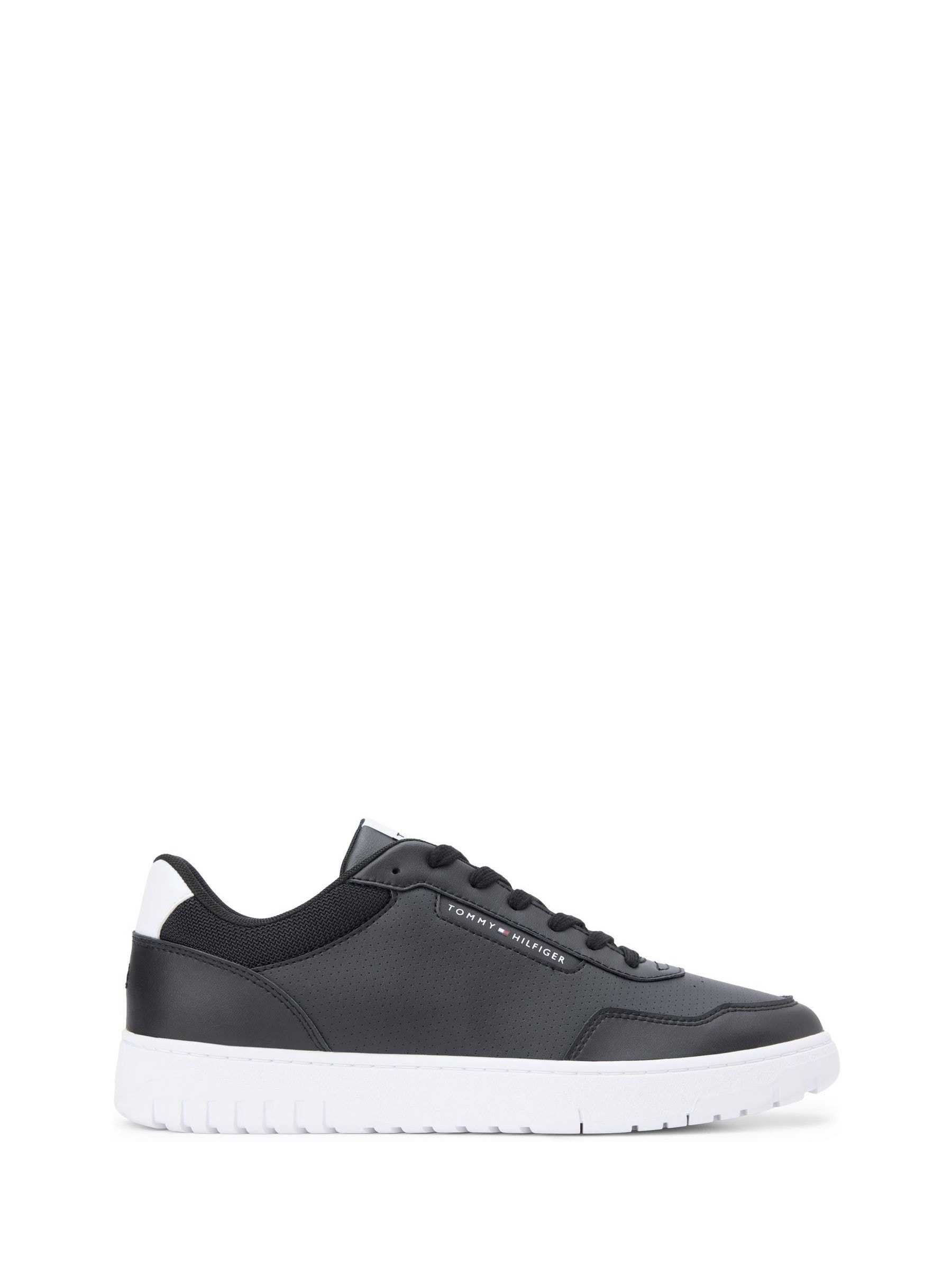 Tommy Hilfiger Men's Black Leather Basketball Trainers