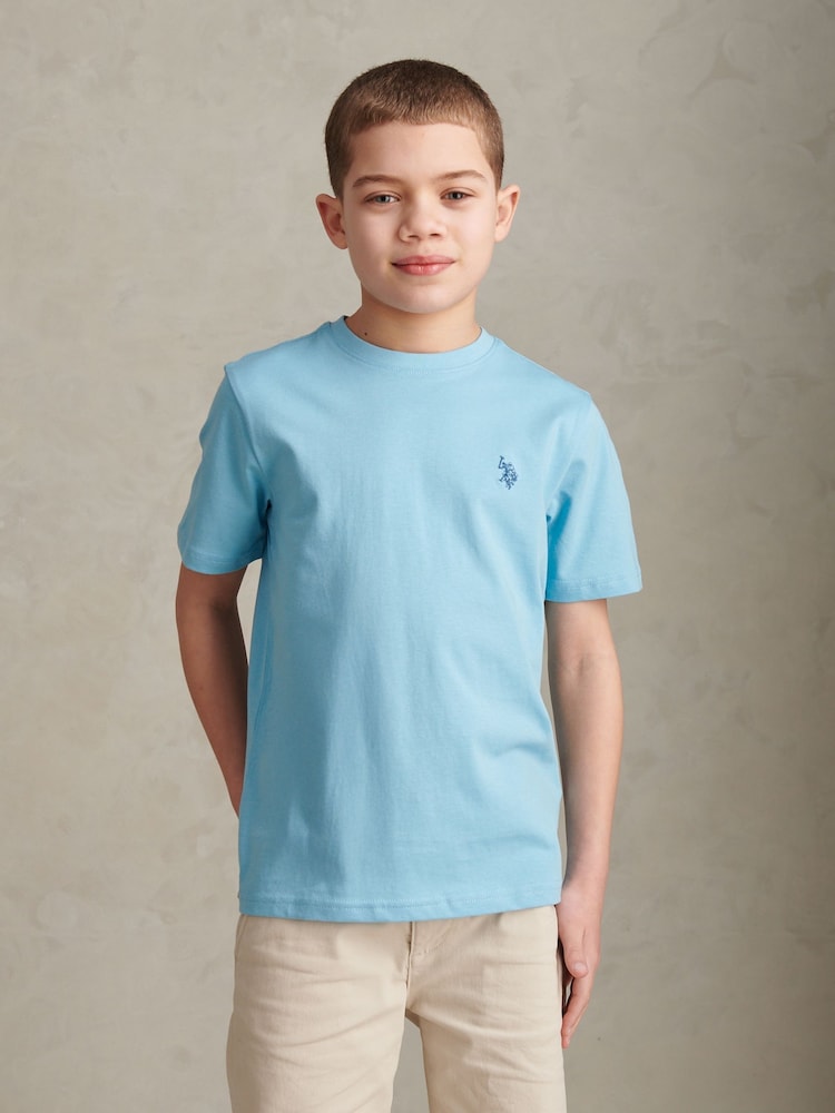 U.S. Polo Assn. Sky Blue Texture Double Horsemen T-Shirt - Image 1 of 9 U.S. Polo Assn. Sky Blue Texture Double Horsemen T-Shirt - Image 1 of 9