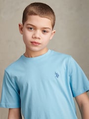 U.S. Polo Assn. Sky Blue Texture Double Horsemen T-Shirt - Image 2 of 9