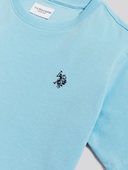 U.S. Polo Assn. Sky Blue Texture Double Horsemen T-Shirt - Image 9 of 9