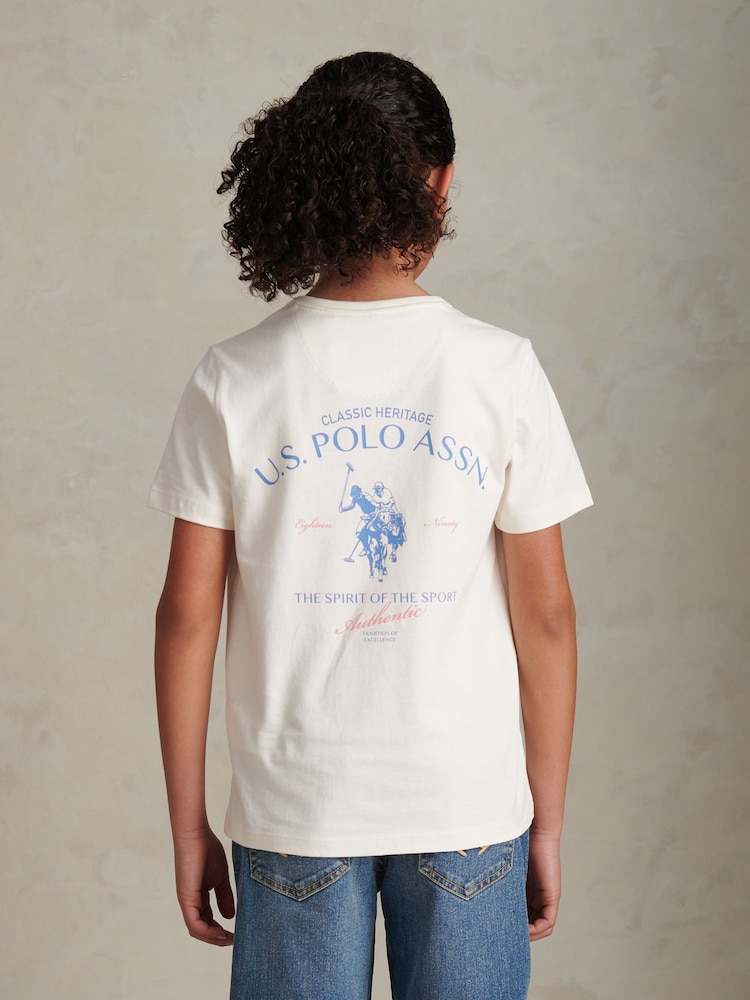 U.S. Polo Assn Cream Spirit Of Sport Back Graphic T-Shirt - Image 2 of 9