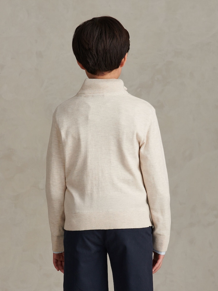 U.S. Polo Assn. Natural Knitted Cotton Rich Quarter Zip Jumper - Image 2 of 7 U.S. Polo Assn. Natural Knitted Cotton Rich Quarter Zip Jumper - Image 2 of 7