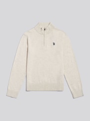 U.S. Polo Assn. Natural Knitted Cotton Rich Quarter  Zip Jumper - Image 5 of 7