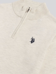 U.S. Polo Assn. Natural Knitted Cotton Rich Quarter  Zip Jumper - Image 7 of 7