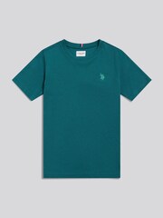 U.S. Polo Assn. Teal Texture Double Horsemen T-Shirt - Image 1 of 3