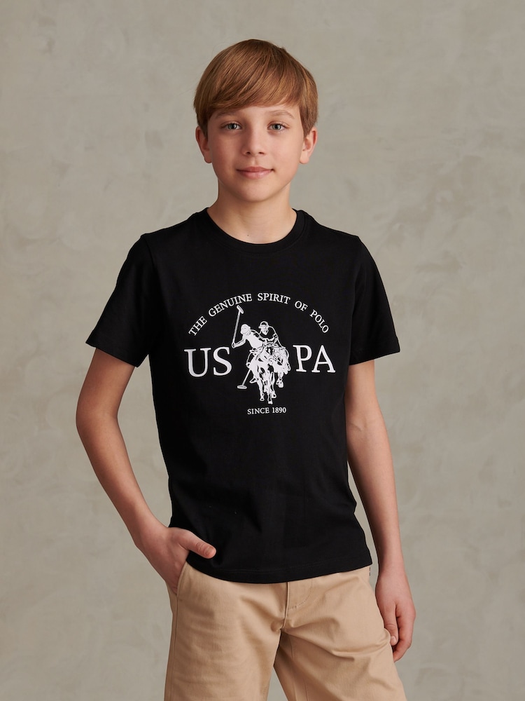 U.S. Polo Assn. Black Ground Double Horsemen Graphic T-Shirt - Image 1 of 7 U.S. Polo Assn. Black Ground Double Horsemen Graphic T-Shirt - Image 1 of 7