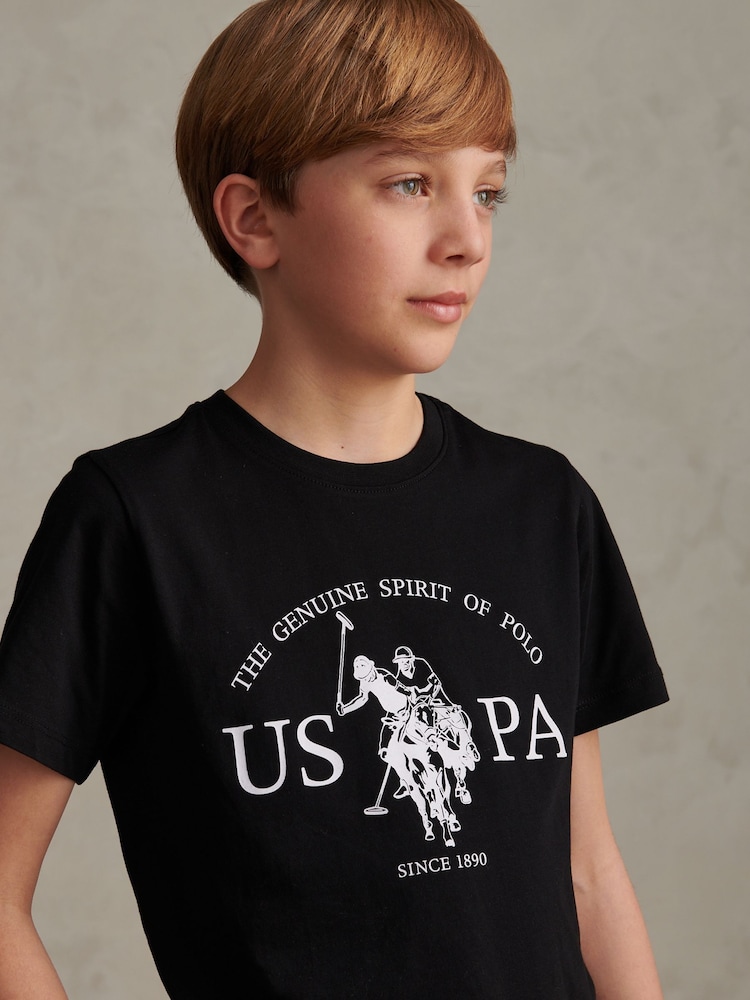 U.S. Polo Assn. Black Ground Double Horsemen Graphic T-Shirt - Image 2 of 7 U.S. Polo Assn. Black Ground Double Horsemen Graphic T-Shirt - Image 2 of 7