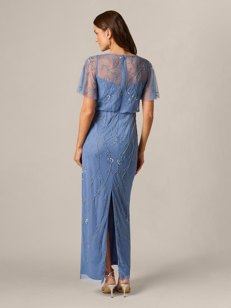 Adrianna Papell Blue Studio Bead Blouson Long Dress - Image 2 of 6