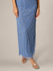 Adrianna Papell Blue Studio Bead Blouson Long Dress - Image 6 of 6
