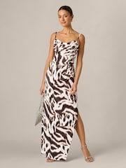 Adrianna Papell White Adrianna By Printed Satin Long Dress - Image 4 of 6