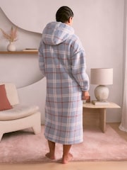 Bath & Body Works Blue Check Full Zip Cosy Robe with Hood - Image 3 of 6