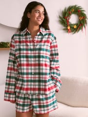Bath & Body Works Red Check Flannel Shorts Pyjamas Set - Image 1 of 7