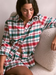 Bath & Body Works Red Check Flannel Shorts Pyjamas Set - Image 2 of 7