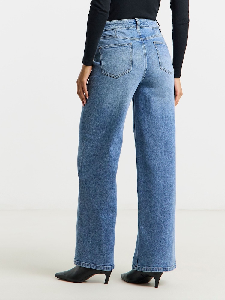 Simply Be Blue Slouchy Wide Leg Jeans - Image 2 of 4