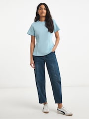 Simply Be Blue Cap Sleeve Fit And Flare Top - Image 1 of 4