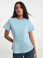 Simply Be Blue Cap Sleeve Fit And Flare Top - Image 2 of 4