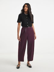 Simply Be Purple Premium Twill Barrel Leg Trousers - Image 1 of 4
