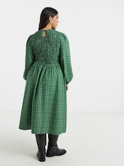 Simply Be Shirred Check Midi Dress - Imaginea 2 din 4