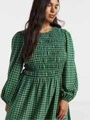 Simply Be Shirred Check Midi Dress - Imaginea 3 din 4