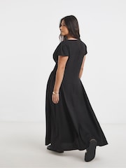 Simply Be Black Waist Detail Midi Dress - Image 2 of 4