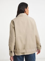 Simply Be Chocolate Blouson Sleeve Trench Jacket - Imaginea 2 din 4