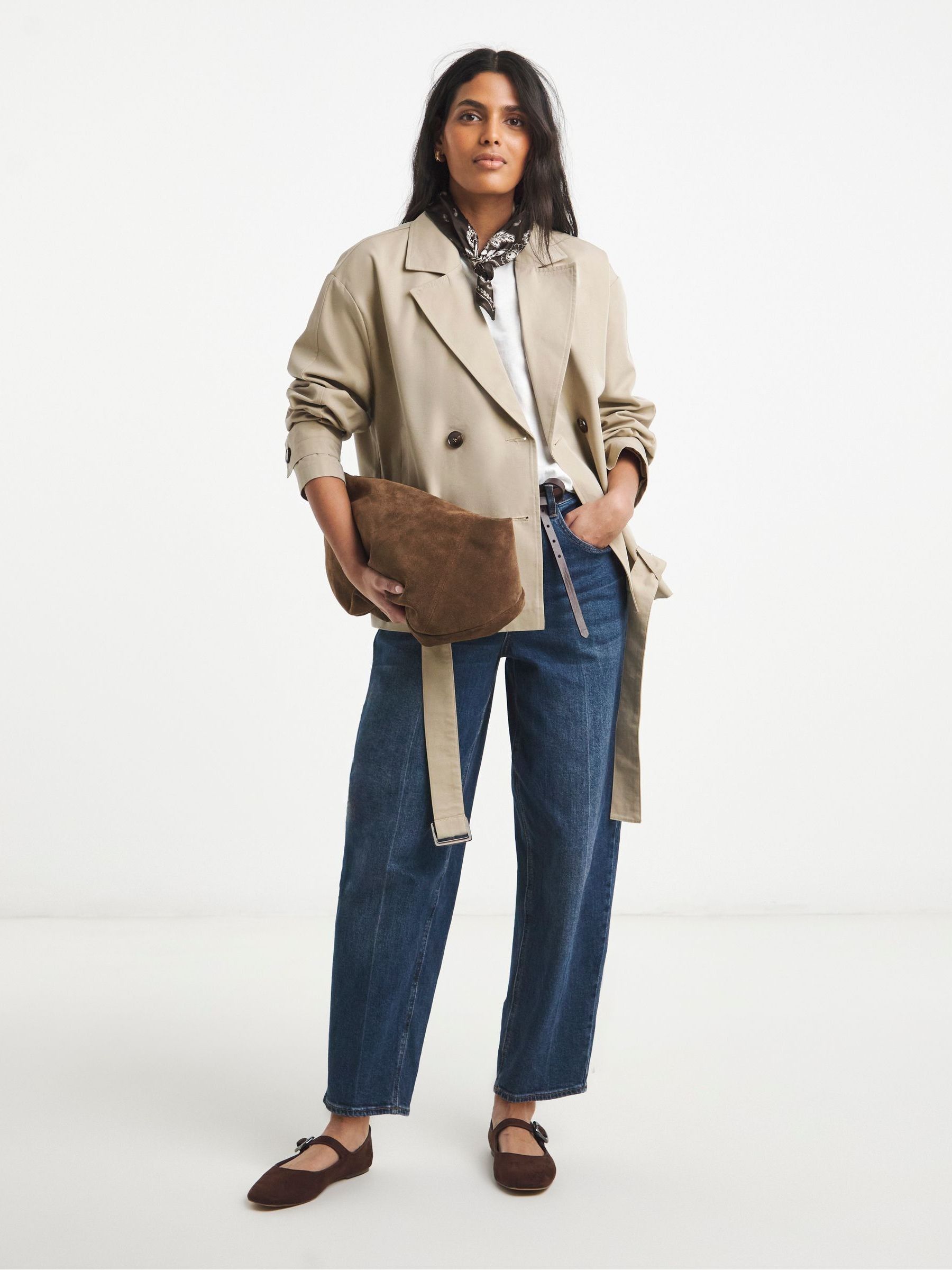 Buy Simply Be Natural Chocolate Blouson Sleeve Trench Jacket from