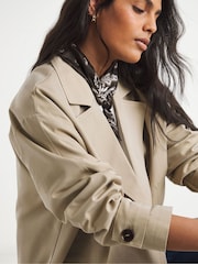Simply Be Chocolate Blouson Sleeve Trench Jacket - Imaginea 4 din 4