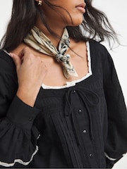 Simply Be Black Square Neck Lace Trim Prarie Blouse - Image 4 of 4