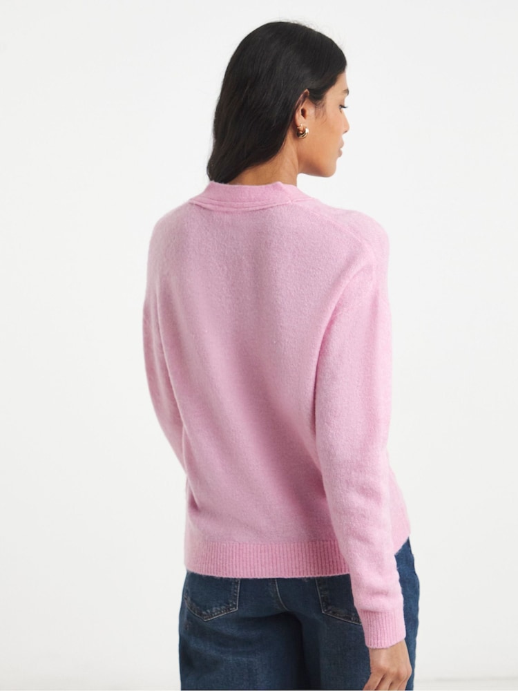 Simply Be Pink V-Neck Cardigan - Image 2 of 4