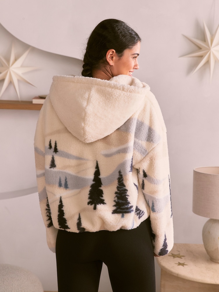 Bath & Body Works Mountain Scene Hooded Zip Borg Loungewear Set - 6суретінің 2 суреті