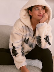 Bath & Body Works Mountain Scene Hooded Zip Borg Loungewear Set - 6суретінің 3 суреті