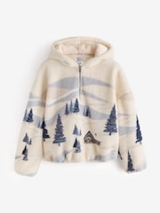 Bath & Body Works Cream Mountain Scene Hooded Zip Borg Loungewear Set - Image 7 of 9