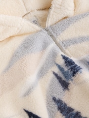 Bath & Body Works Cream Mountain Scene Hooded Zip Borg Loungewear Set - Image 9 of 9