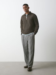 Brown Heritage Herringbone Long Sleeve Polo Shirt - Image 2 of 7