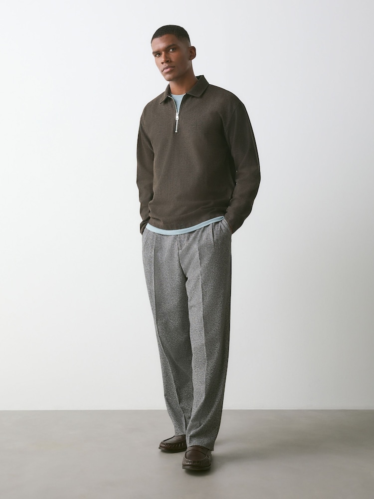 Brown Heritage Herringbone Long Sleeve Polo Shirt - Image 2 of 7