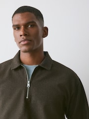 Brown Heritage Herringbone Long Sleeve Polo Shirt - Image 4 of 7