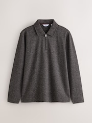 Brown Heritage Herringbone Long Sleeve Polo Shirt - Image 5 of 7