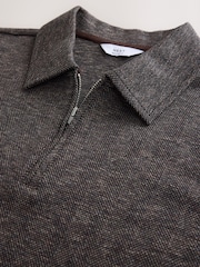 Brown Heritage Herringbone Long Sleeve Polo Shirt - Image 6 of 7