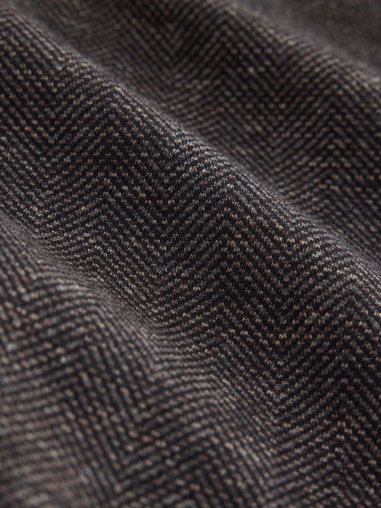 Brown Heritage Herringbone Long Sleeve Polo Shirt - Image 7 of 7