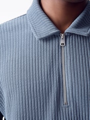 Blau - Cord Long Sleeve Polo Shirt - Bild 5 von 8