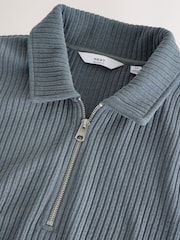 Blau - Cord Long Sleeve Polo Shirt - Bild 7 von 8