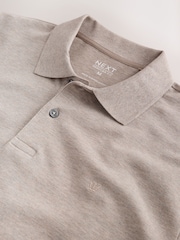Neutral Marl Regular Fit Long Sleeve Pique Polo Shirt - Image 6 of 7