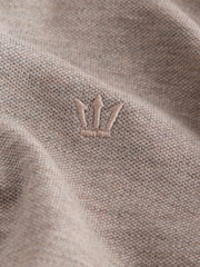 Neutral Marl Regular Fit Long Sleeve Pique Polo Shirt - Image 7 of 7