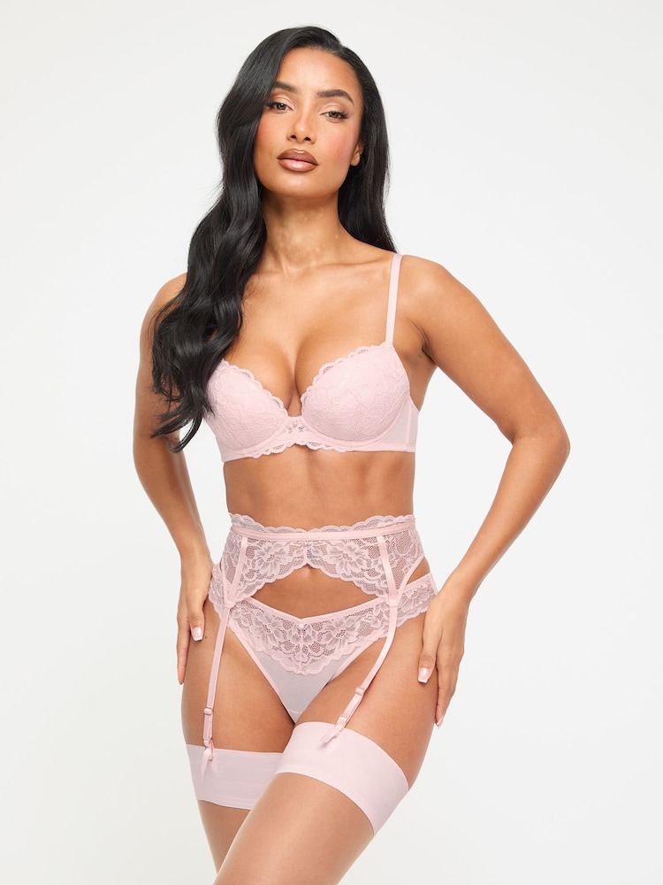 Ann Summers Pink Sexy Lace Padded Plunge Bra - Image 1 of 5