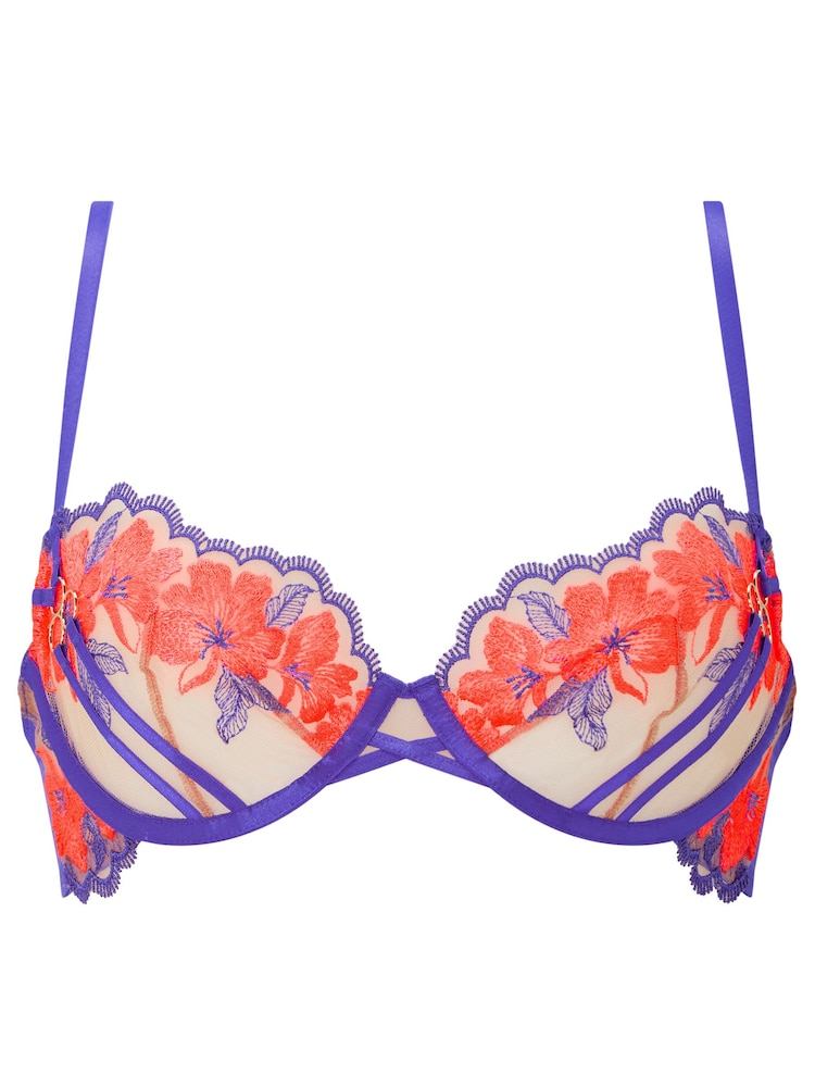 Ann Summers Purple Dusk Till Dawn Floral Embroidery Non Pad Balcony Bra - Image 5 of 5