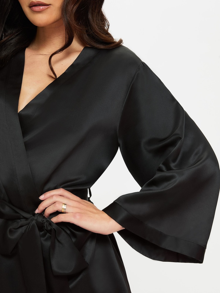 Ann Summers Black Delphine Satin Robe - Image 6 of 6
